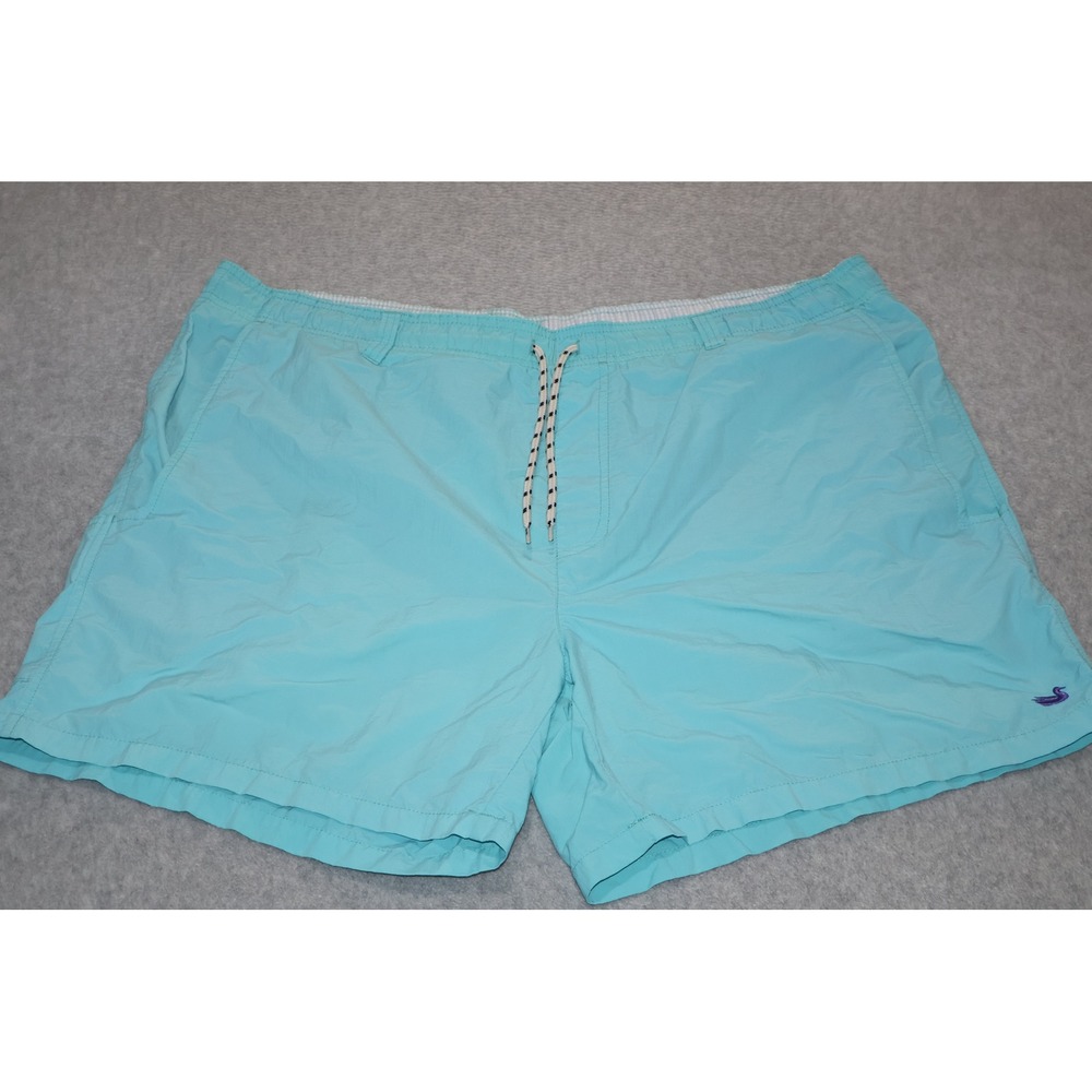 Southern Marsh Swim Trunks Shorts Mens XL Aqua Blue Duck Logo Mesh Zip Pocket **